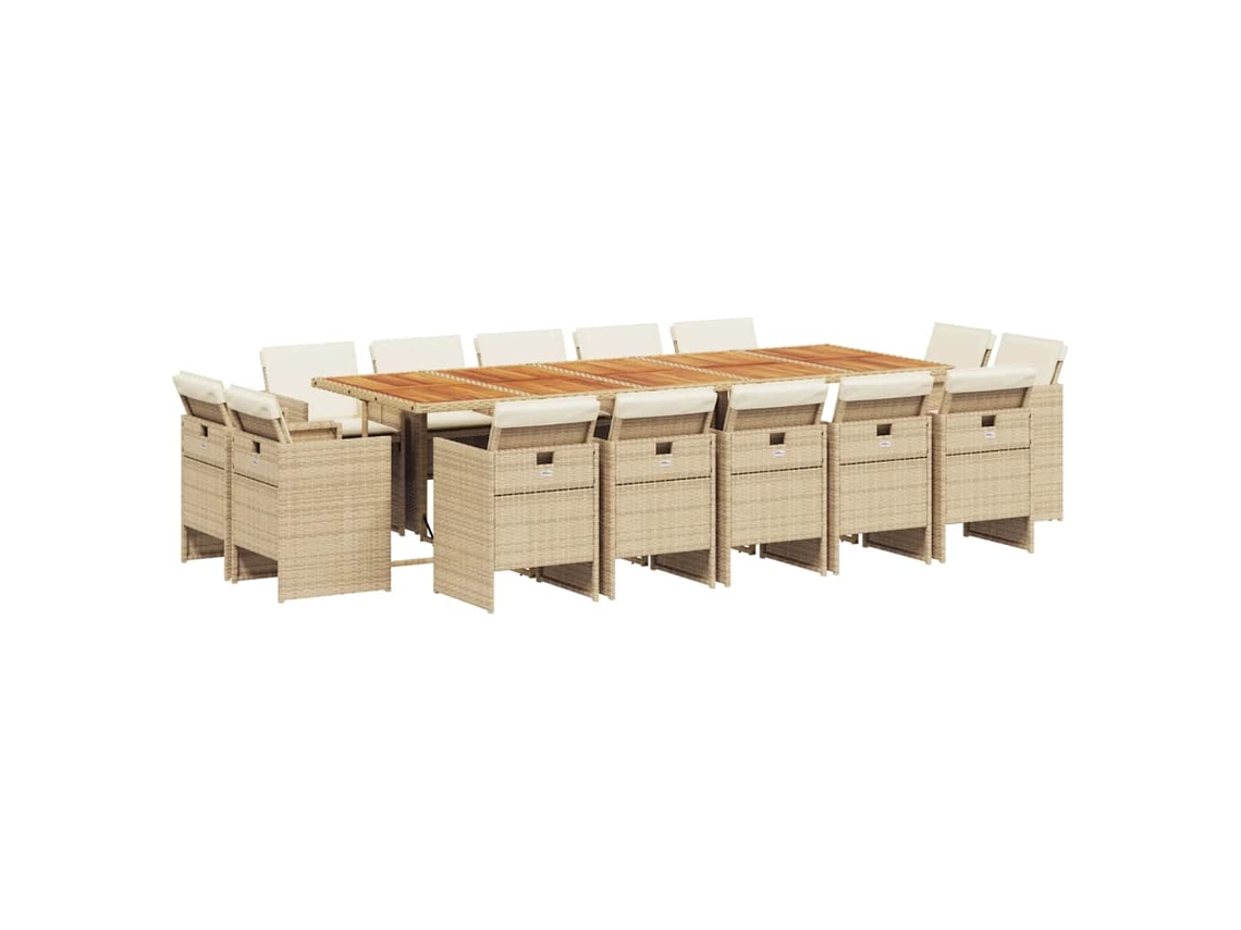 Maison Exclusive - Set Comedor De Jardín Con Cojines 15 Pzas Ratán Sintético Beige