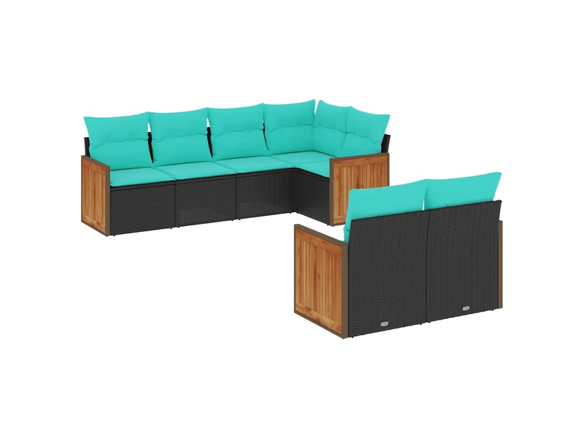 Maison Exclusive - Conjunto De Sofá De Jardín De 7 Piezas Con Cojines, De Poliratán Negro