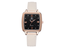 Reloj De Cuarzo Para Mujer Con Correa De Piel Sintética Y Esfera Cuadrada Brillante.