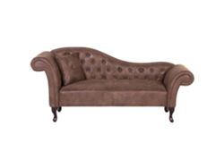 Chaise longue izquierdo BELIANI Lattes de Gamuza sintética Marrón 188x59x87