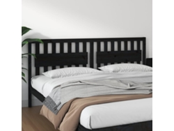 Cabecero De Cama Madera Maciza De Pino Negro 205,5x4x100 Cm