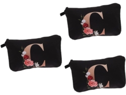 Neceser Portátil De 3 Piezas Con Estampado De Letras Para Un Almacenamiento Práctico De Cosméticos.