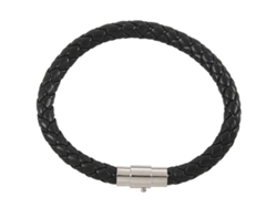 Pulsera De Cuero Trenzado Auténtico Para Hombre De 6 Mm Con Hebilla De Acero Inoxidable - Negra, 20,3 Cm
