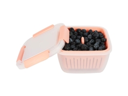 Recipiente para almacenar alimentos Rebe con tapa transparente hermética de 1.4 litros (50 oz), color rosa, 2 unidades.