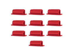 10 Unidades De Soportes Portátiles Adhesivos Para Bolígrafos En Silicona Roja Para Uso En La Oficina.