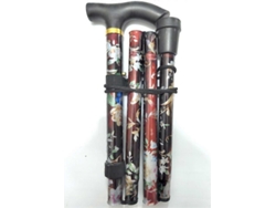 Bastón plegable ajustable de aluminio con estampado floral, ideal para senderismo y acampada. Ayuda de movilidad duradera.