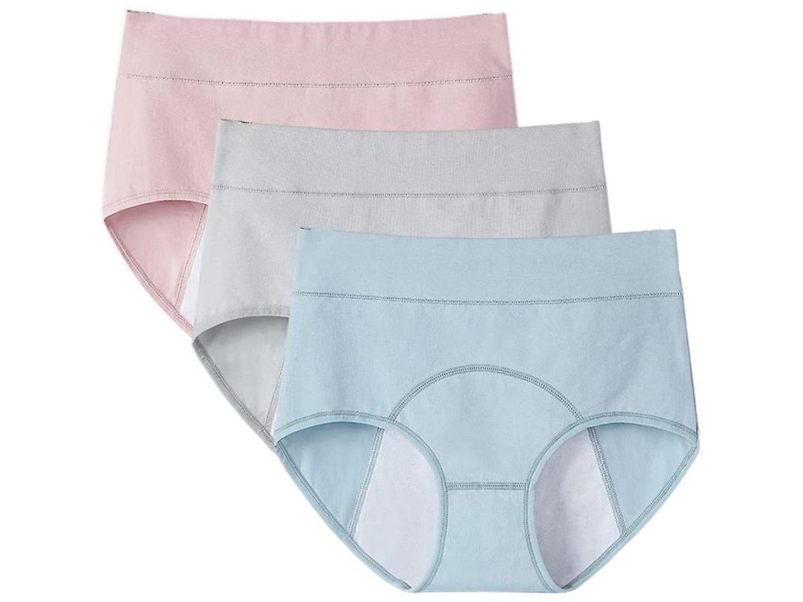 3pcs Calzoncillos Menstruales Impermeables Mujer Algodón Talla M-xxxl Azul Gris Rosa Xxxl Azul X Gris X Rosa
