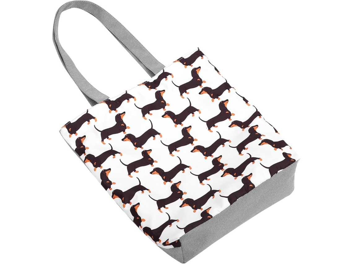 Bolso Tote Grande Con Estampado De Perro Salchicha Para Mujer, Bolso De Hombro De Poliéster.