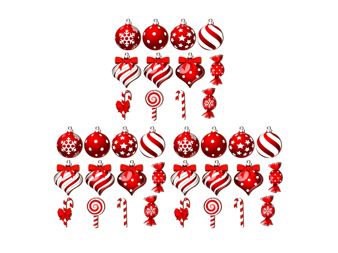 36 Adornos De Plástico Para Árbol De Navidad Con Un Bonito Y Vibrante Diseño Para Colgar.