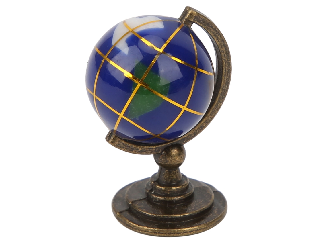 Mali globo em Miniatura Casa 1:12 Brinquedo Decorativo Infantil Bola Azul Base de Cobre
