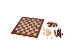 Juego de ajedrez 3 en 1 con mesa de madera de 24x24 cm para el desarrollo intelectual de familiares y amigos.