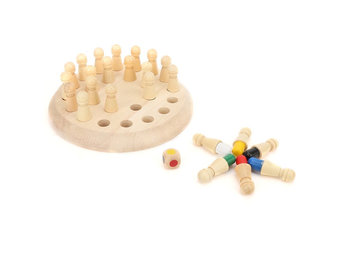 Ajedrez de madera para niños, juego de memoria y rompecabezas educativo para bebés.