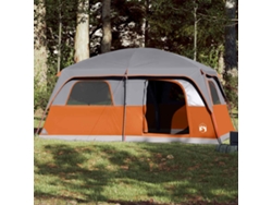 Tienda de campaña familiar para 8 personas, impermeable, gris y naranja.