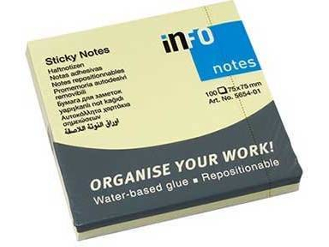 Bloc de Notas Adhesivas INFONOTES Amarillo (1 un - 7.5 x 7.5 cm)