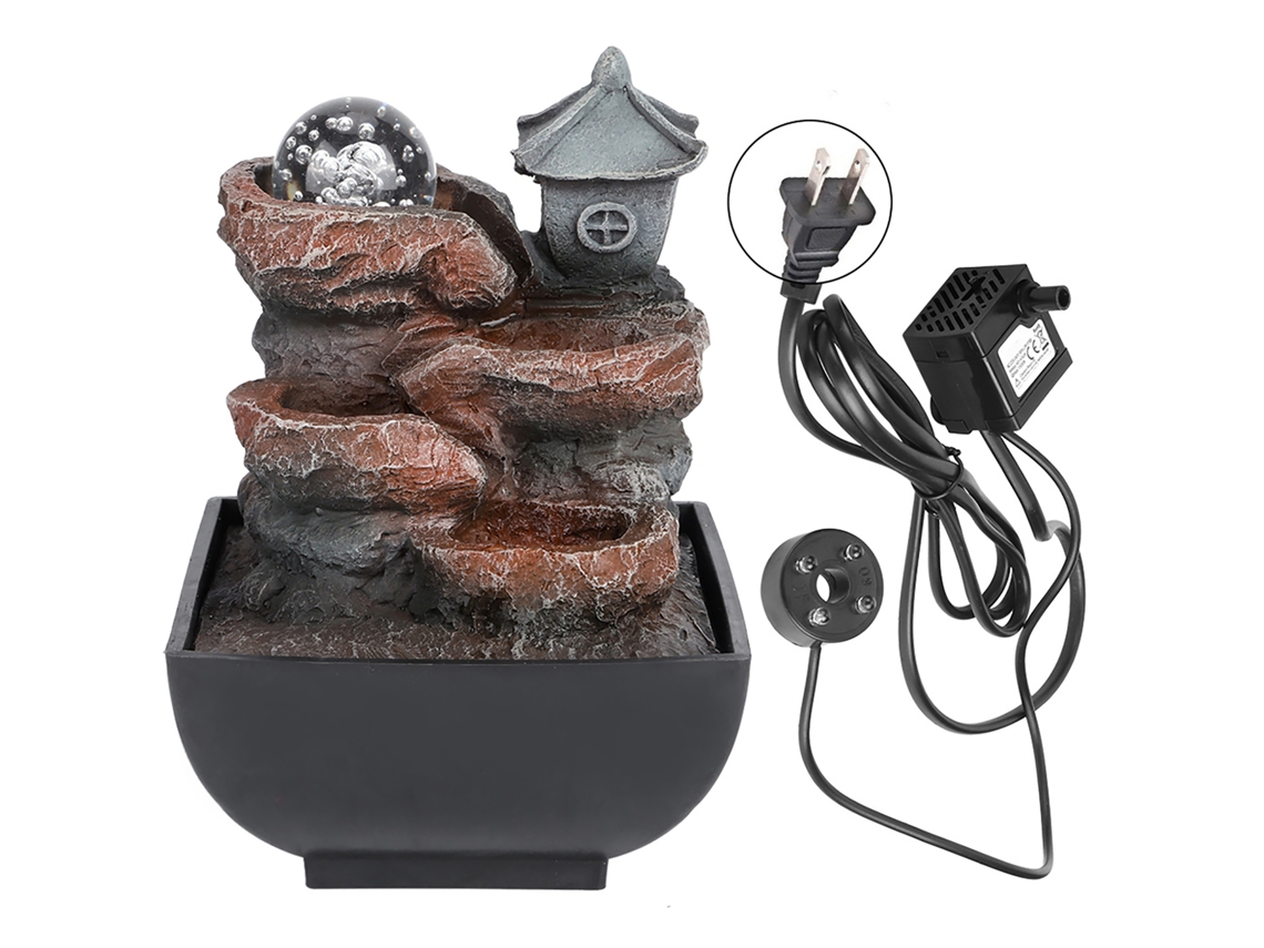 Fuente decorativa de mesa con luz esférica, 110 V