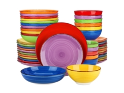 Juego de vajilla de cerámica, 48 piezas, elegante diseño en espiral, 48 piezas coloridas