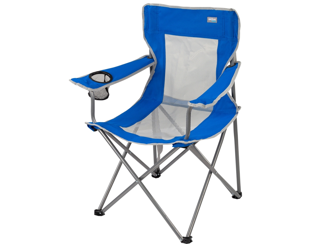 Silla plegable camping con posavasos y respaldo transpirable AKTIVE