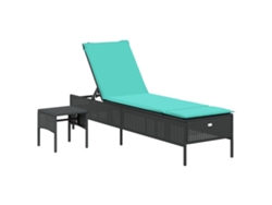 Maison Exclusive - Tumbona Con Mesa Y Cojín, Poliratán Negro