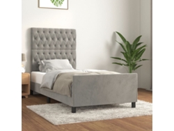 Estructura De Cama Sin Colchón Terciopelo Gris Claro 90x190 Cm