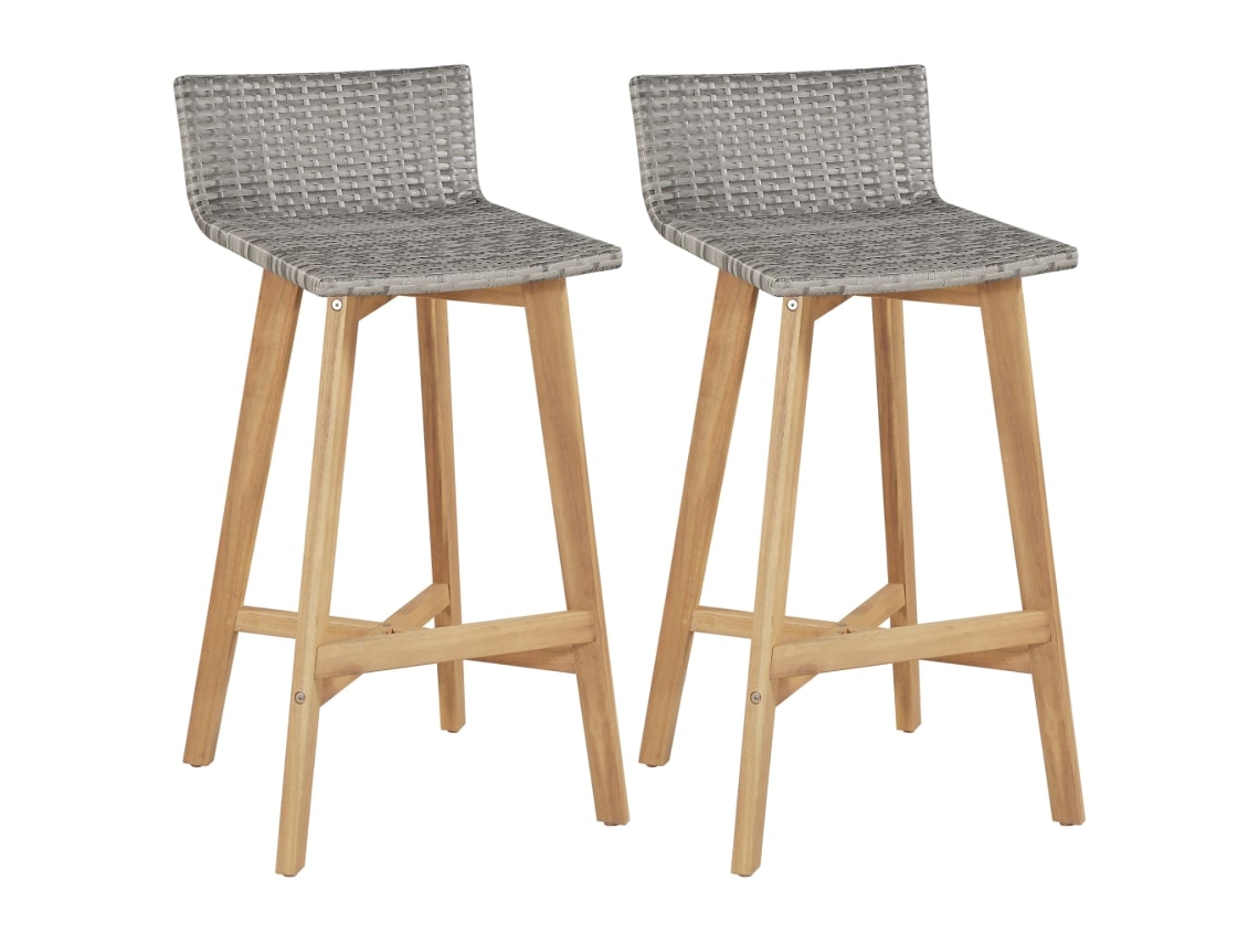 Sillas de bar (2 unidades), madera maciza de acacia, DKD Home Decor