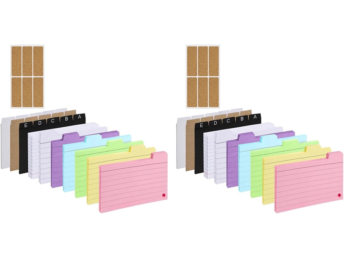 Juego De 2 Portatarjetas De Índice, Caja De Índice Con 460 Tarjetas Didácticas Surtidas,