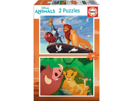 Puzzle EDUCA 2x Puzzle 48 El Rey León (Edad Mínima: 3 Años - 96 Piezas)