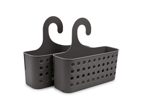 PLASTIC FORTE Juego de 2 Cestas Organizadoras de Ducha Colgantes Gris Oscuro