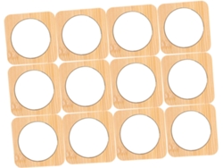 12pièces Petit Miroir De Maquillage Bois De Poche Compacto Para Viajes Y Retouches