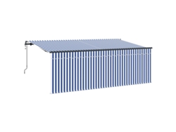 Maison Exclusive - Toldo retráctil azul y blanco 350 x 200 cm Poliéster y aluminio