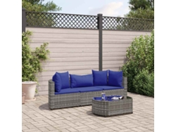 Conjunto de sofá de jardín de 4 piezas con cojines, ratán gris, DKD Home Decor