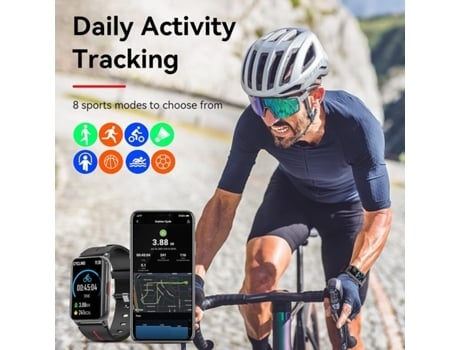 Smartwatch con Pantalla Táctil 1 57 Seguidores de Actividad Resistente al Agua Negro AUJEZON
