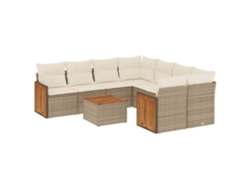 Maison Exclusive - Set De Sofás De Jardín 9 Pzas Con Cojines Ratán Sintético Beige