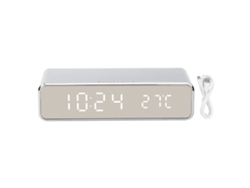 Reloj de mesa redondo silencioso con luz nocturna color orquídea