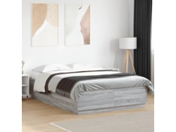 Estructura Cama Con Luces Led Madera Gris Sonoma 140x200 Cm