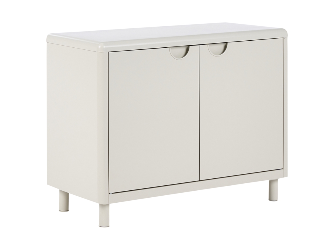 Armário Baixo Com 2 Portas E Prateleiras Para Escritório Em Casa Beliani Korvo De Aço Creme 90x42x70