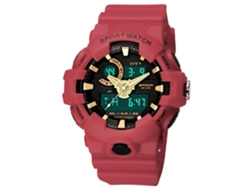 Reloj Electrónico Multifuncional Sanda Impermeable Doble Display Deportivo Rojo