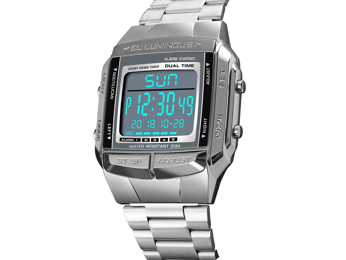 Reloj Deportivo Casual Analógico-digital Skmei 1381 Para Hombre, De Acero Inoxidable, Resistente Al Agua Hasta 3 Atm, Con Alarma Y Retroiluminación.