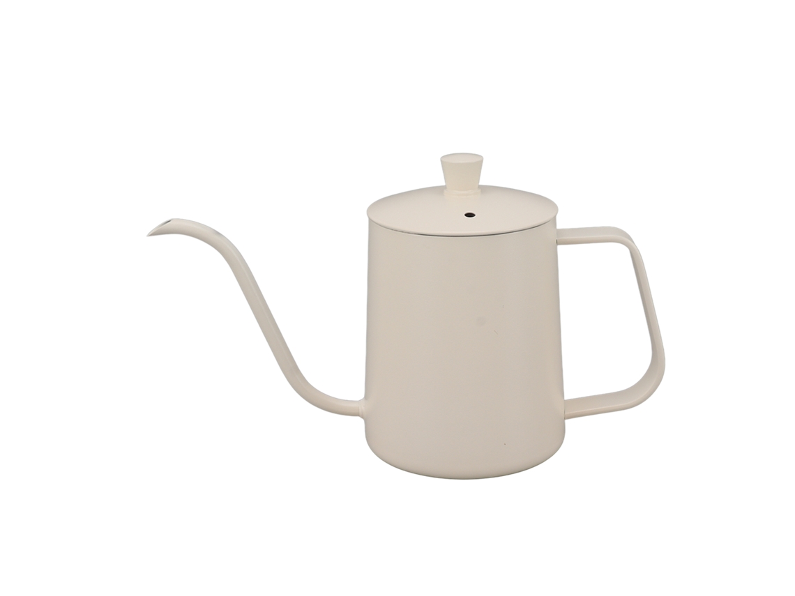 Hervidor de café de acero inoxidable de 350 ml con pico de cuello de cisne, control preciso, color blanco