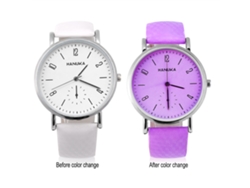 Reloj Analógico De Cuarzo Con Correa De Pu Rosa, Azul Cielo Y Morado Para La Muñeca.