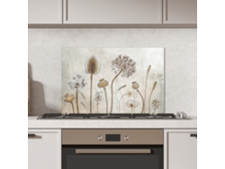Panel Antisalpicaduras Cocina Flores - Acuarela - Naturaleza Muerta - Marrón - Vintage 60x40 Cm