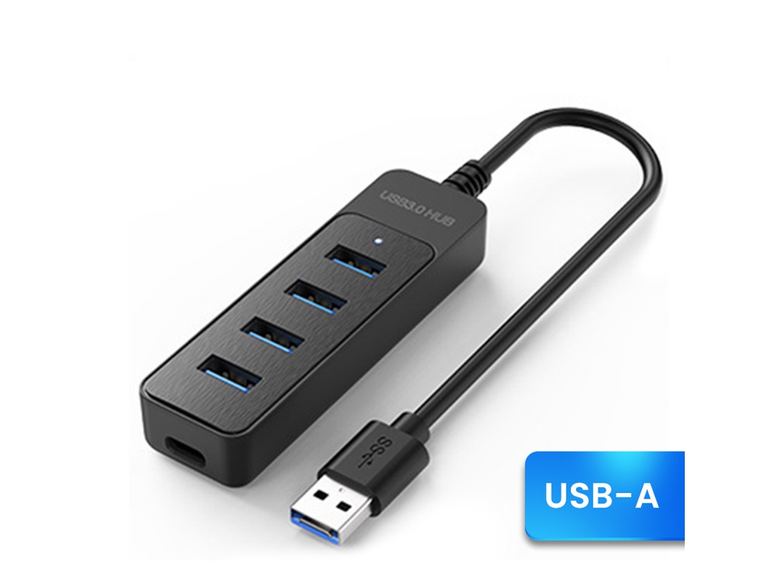 Estación de fondeo YIZHOOD Concentrador USB 3.0×USB de alta velocidad Adaptador de corriente USB de 4 puertos Cable de conmutador negro