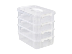 Caja De Almacenamiento Apilable Con Tapa Para Bloques De Escritorio Blancos, Organizador Multicapa