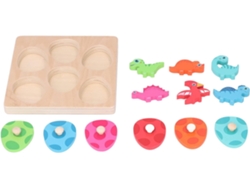 Tablero De Emparejamiento Dinosaurios Madera, Diferentes Colores, 6 Figuras, Rompecabezas Animales,