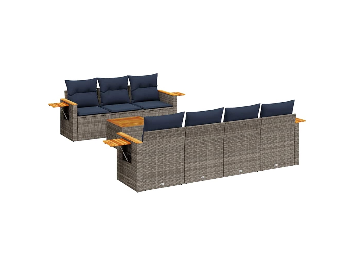Maison Exclusive - Set De Sofás De Jardín 8 Pzas Con Cojines Ratán Sintético Gris