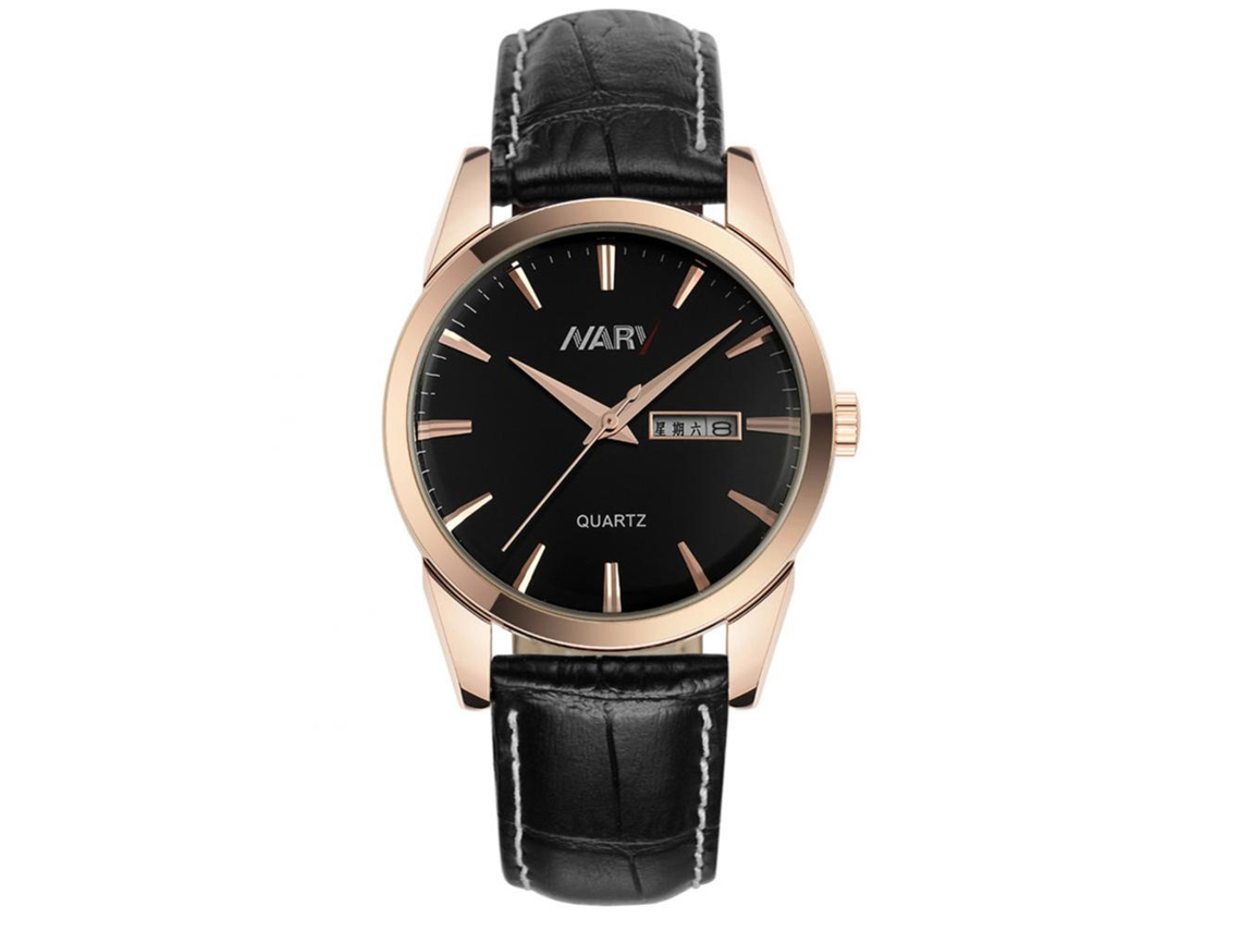 Reloj De Pulsera De Aleación Redondo Caja Oro Rosa Cuarzo Para Hombres