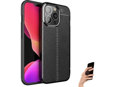 Carcasa + Popsocket iPhone 13 Pro Max Rugged Leather Negro