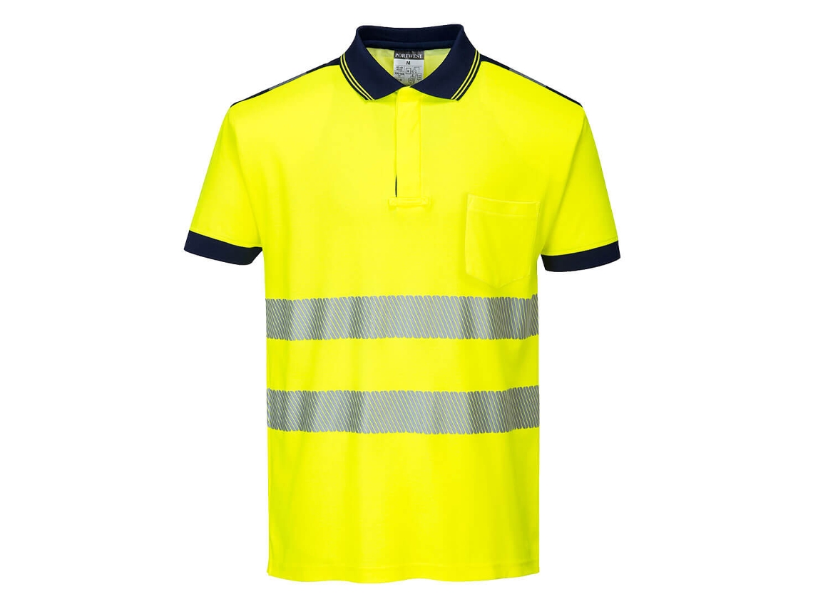 Polo M/c De Alta Visibilidad Pw3 - Confort Y Seguridad Amarillo Negro / Xl