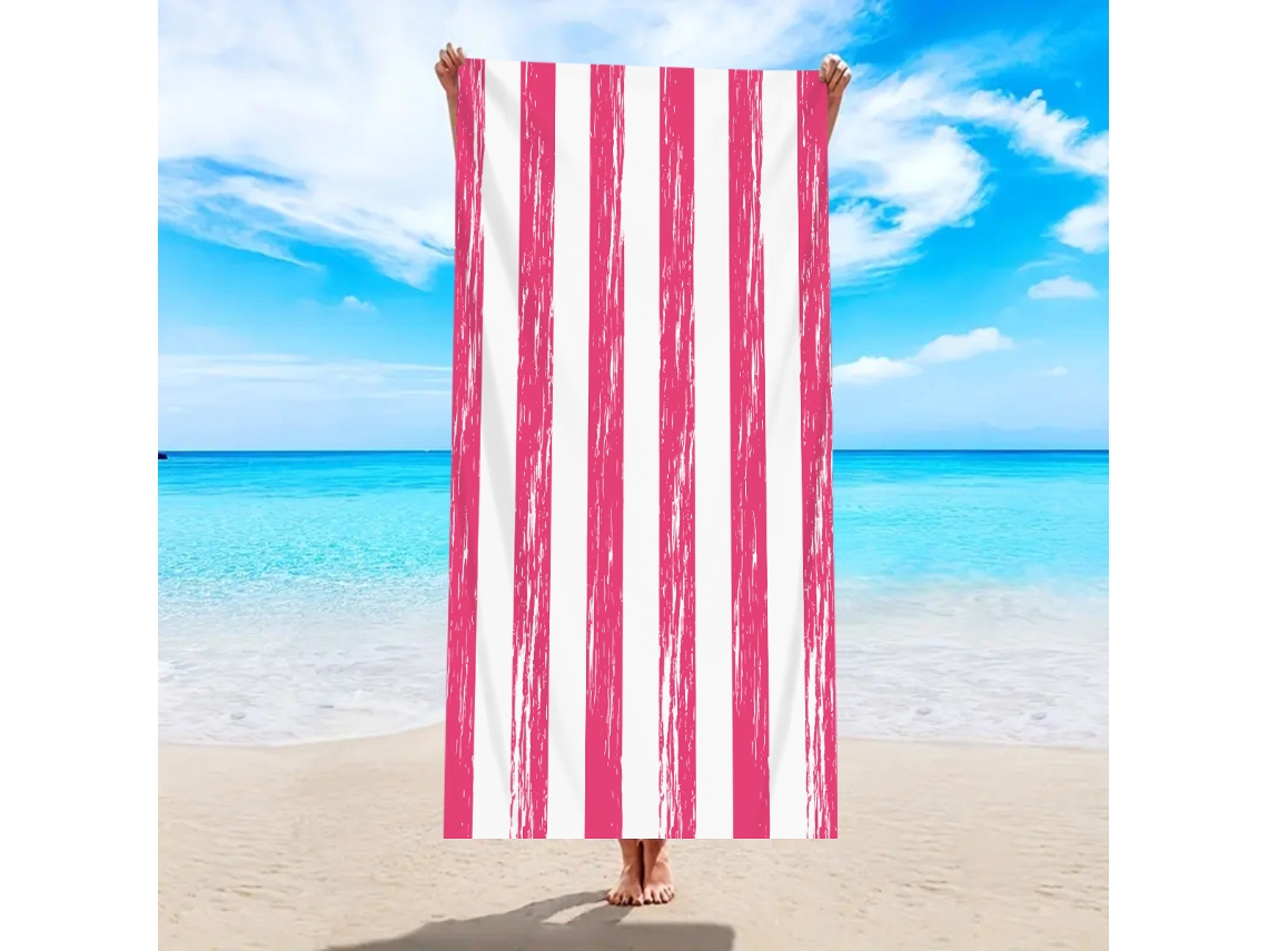 Toalla de playa de microfibra a rayas Yuysan, de alta absorción y secado rápido, 180 x 90 cm, modelo St195, color rosa.