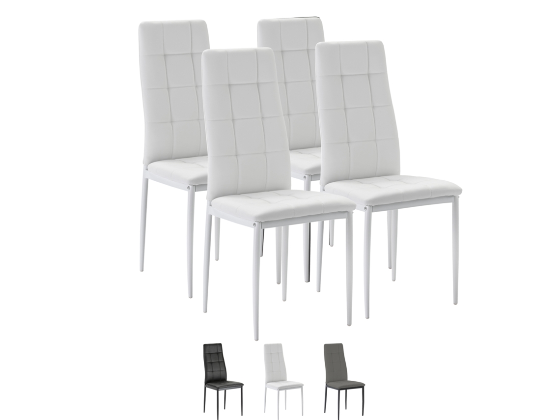 Conjunto de 4 Cadeiras Chelsea Estofadas Branco 42 X 51 X X 97 Cm VS VENTA-STOCK