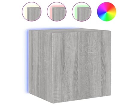 Mueble de TV de pared con luces LED gris Sonoma VIDAXL (40.5 x 35 x 40 cm)